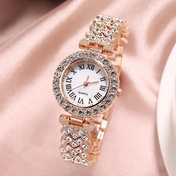 New Terrific Luxury Simulated Diamonds Watch Bling Fashion Watch And Bracelet Set - Ideal Gifts - The Jewellery Supermarket